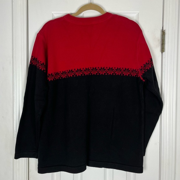 Eddie Bauer Vintage 90’s Fair Isle Ski Lodge Sweater Black/Red Cotton Men’s L - Picture 6 of 6